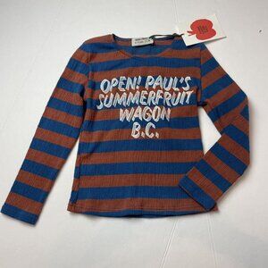 Bobo Choses Blue & Rust Striped Shirt